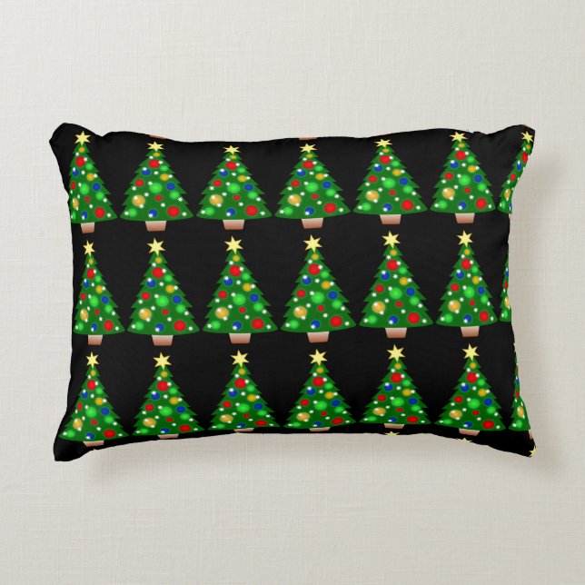 *CUTE CHRISTMAS TREES** WITH GREEN BACK DECORATIVE CUSHION (Front)