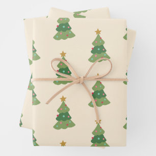 Cute Christmas trees wrapping paper