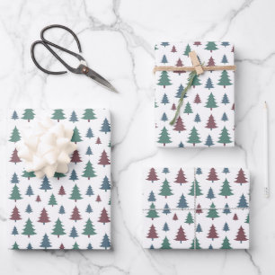 Cute Christmas trees wrapping paper