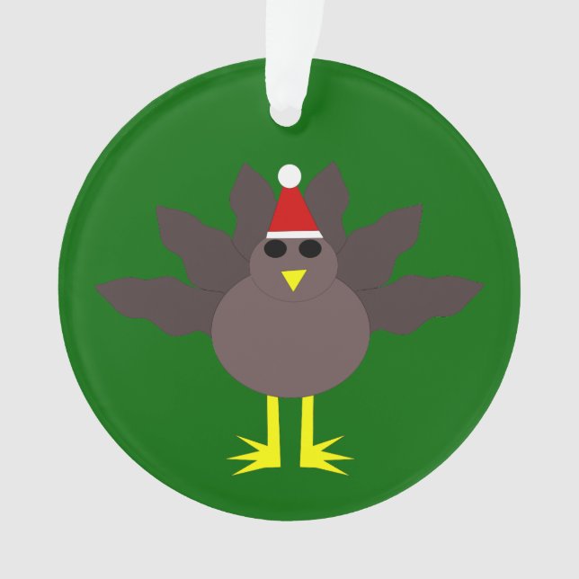 Cute Christmas Turkey Acrylic Ornament (Front)