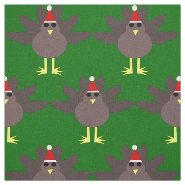 Cute Christmas Turkey Craft Fabric (Swatch)