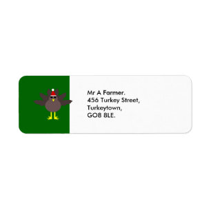 Cute Christmas Turkey Custom Address Labels