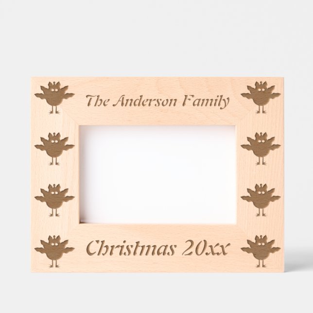 Cute Christmas Turkey Custom Etched Frames (Front)