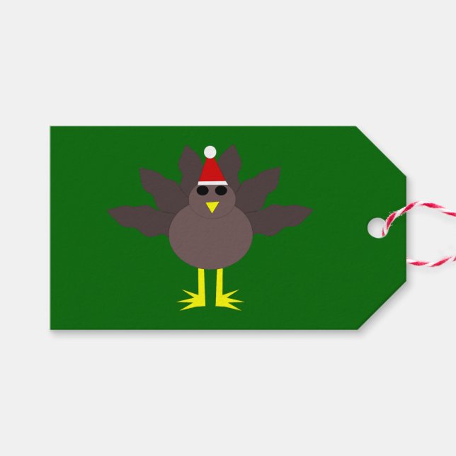 Cute Christmas Turkey Custom Gift Tags (Front (Horizontal))