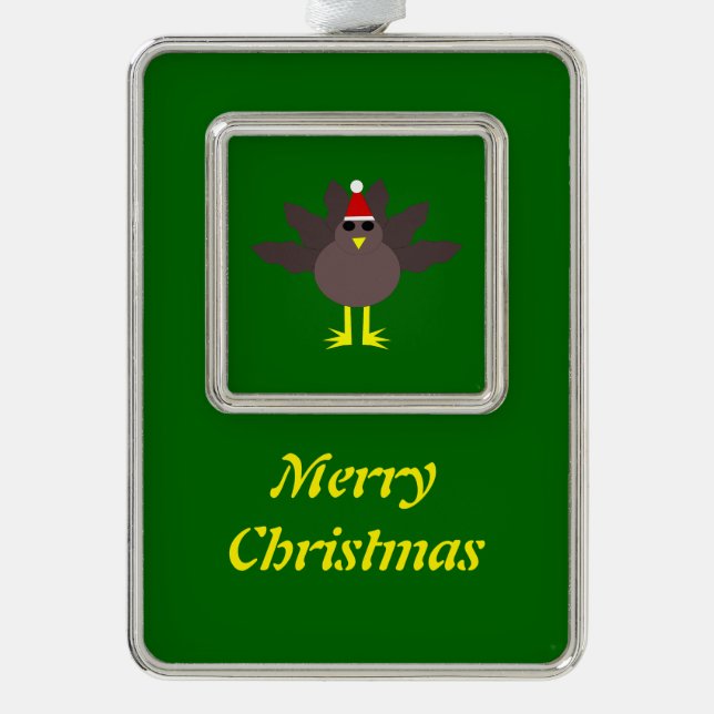 Cute Christmas Turkey Customisable Ornament (Front)