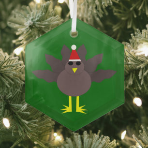 Cute Christmas Turkey Glass Tree Decoration