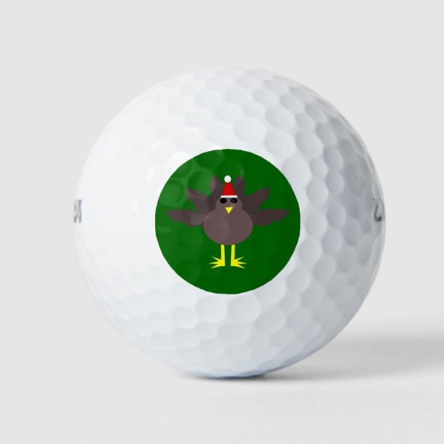 Cute Christmas Turkey Golf Ball (Front)