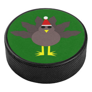 Cute Christmas Turkey Hockey Puck