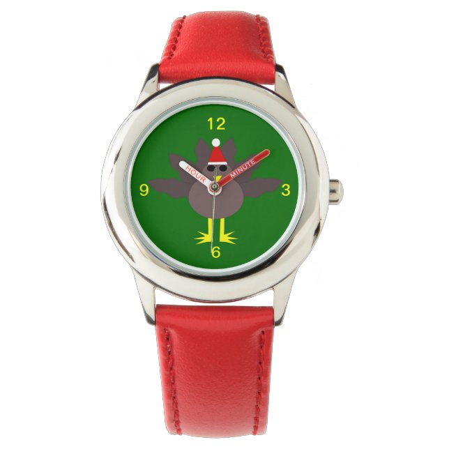 Cute Christmas Turkey Kids Watch with Numbers (Front)