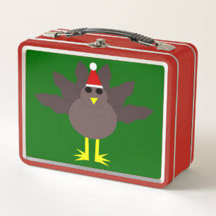 Cute Christmas Turkey Metal Lunch Box