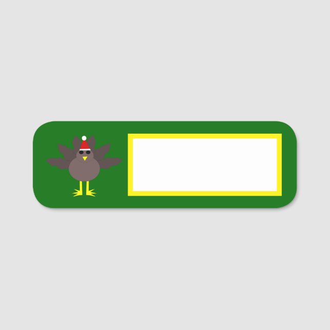 Cute Christmas Turkey Name Tag (Front)