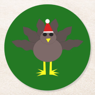 Cute Christmas Turkey Paper Coasters