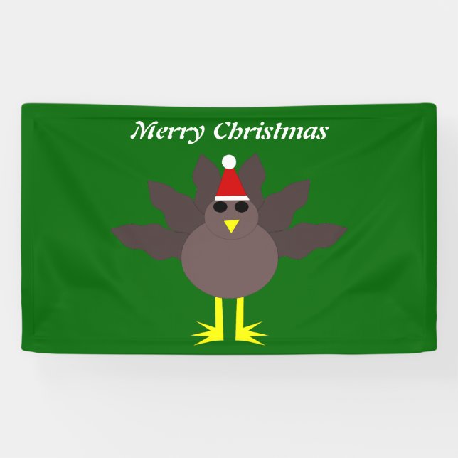 Cute Christmas Turkey Personalised Banner (Horizontal)