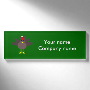 Cute Christmas Turkey Personalised Name Tag