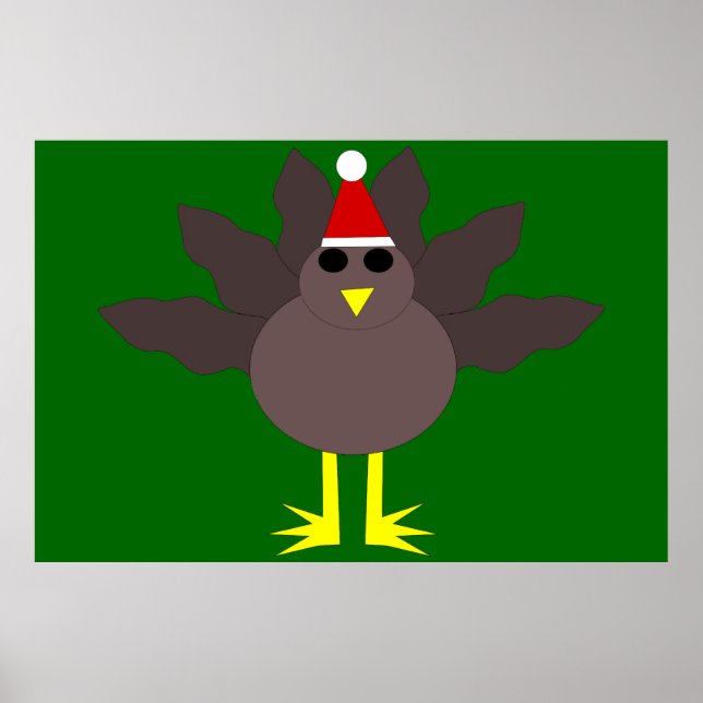 Cute Christmas Turkey Poster (Front)