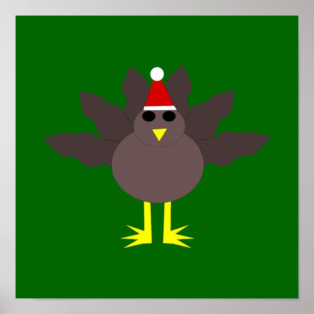 Cute Christmas Turkey Poster (Front)