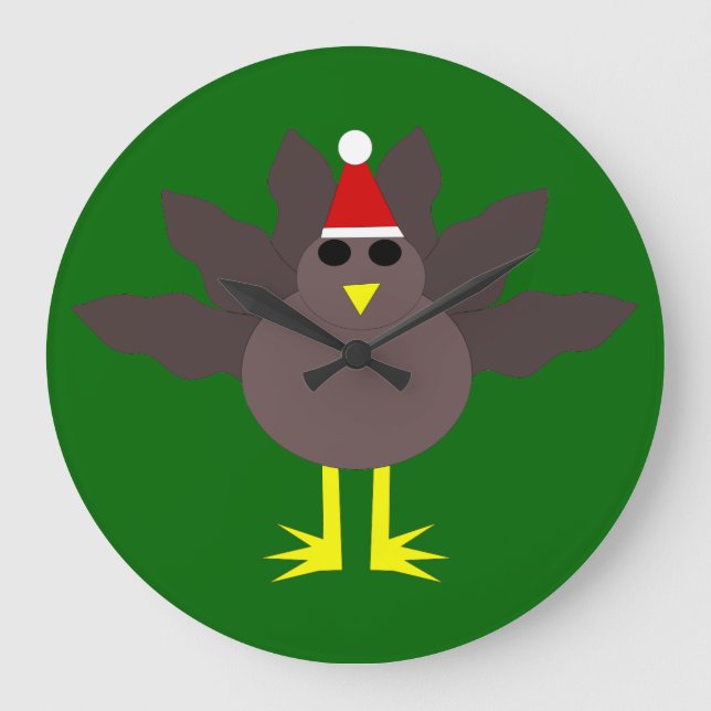 Cute Christmas Turkey Wall Clock (Front)