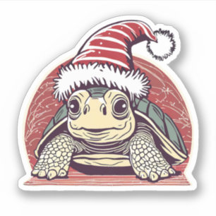 Cute Christmas Turtle Santa Hat Vinyl
