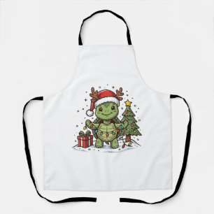 Cute Christmas Turtle Vintage Engraving Shirt Desi Apron