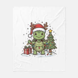 Cute Christmas Turtle Vintage Engraving Shirt Desi Fleece Blanket