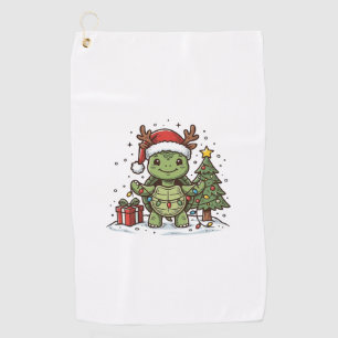 Cute Christmas Turtle Vintage Engraving Shirt Desi Golf Towel