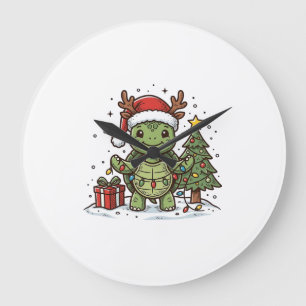 Cute Christmas Turtle Vintage Engraving Shirt Desi Large Clock