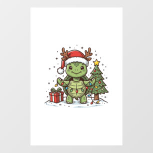 Cute Christmas Turtle Vintage Engraving Shirt Desi Window Cling