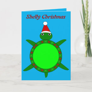 Cute Christmas Turtle with Flowery Shell Card