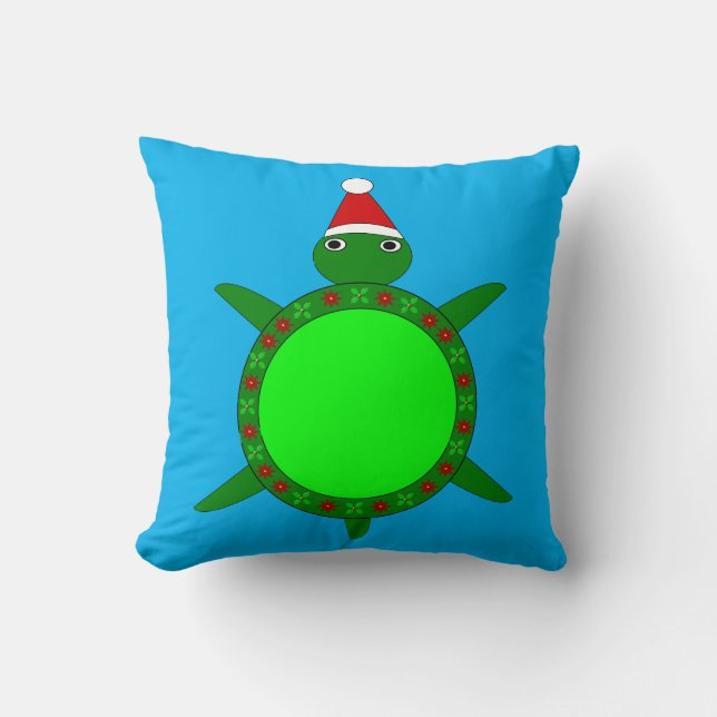 Cute Christmas Turtle with Flowery Shell Cushion (Front)