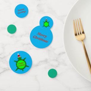 Cute Christmas Turtle with Flowery Shell Custom Confetti