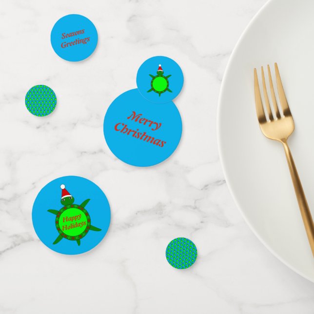Cute Christmas Turtle with Flowery Shell Custom Confetti (Group)