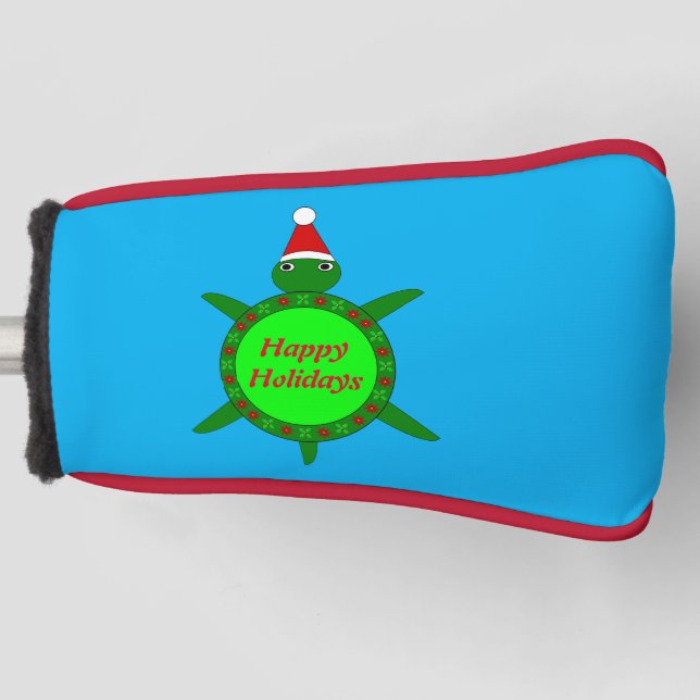 Cute Christmas Turtle with Flowery Shell Custom Golf Head Cover (Front)