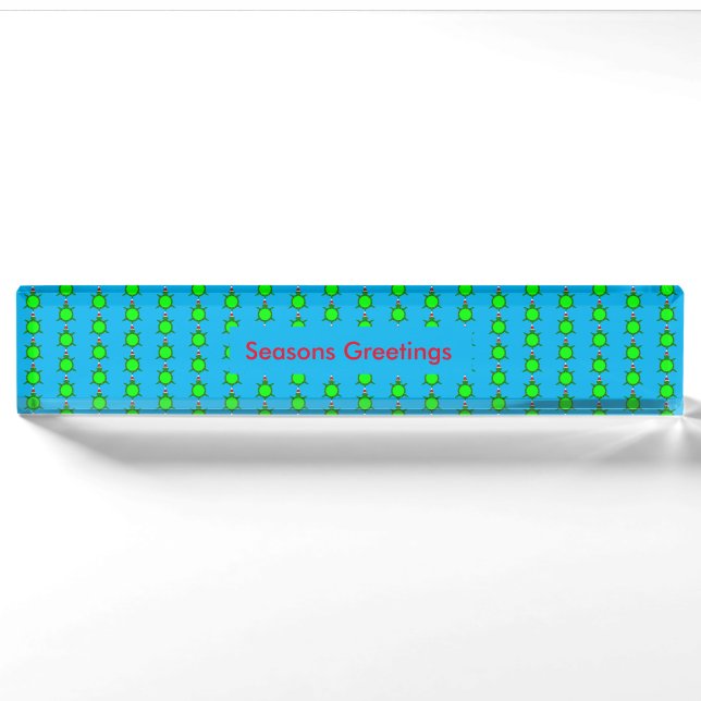 Cute Christmas Turtle with Flowery Shell Custom Nameplate (Front)