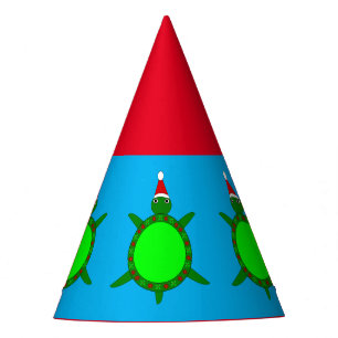 Cute Christmas Turtle with Flowery Shell Custom Party Hat