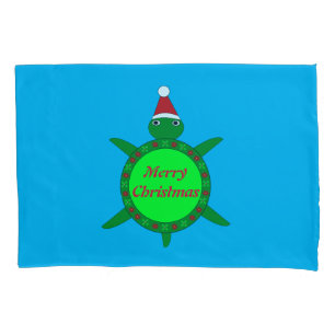 Cute Christmas Turtle with Flowery Shell Custom Pillowcase