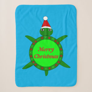 Cute Christmas Turtle with Flowery Shell Custom Sherpa Blanket