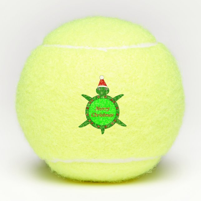 Cute Christmas Turtle with Flowery Shell Custom Tennis Balls (Front)