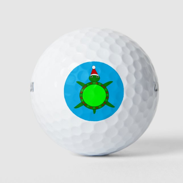 Cute Christmas Turtle with Flowery Shell Golf Balls (Front)
