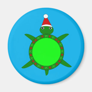 Cute Christmas Turtle with Flowery Shell Magnet