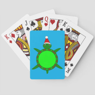 Cute Christmas Turtle with Flowery Shell Playing Cards