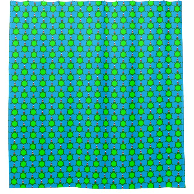 Cute Christmas Turtle with Flowery Shell Shower Curtain (Front)