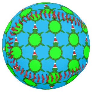 Cute Christmas Turtle with Flowery Shell Softball