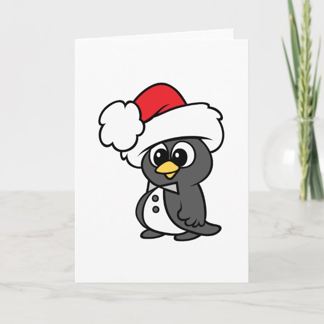 Cute Christmas Tuxedo Penguin Holiday Card (Front)