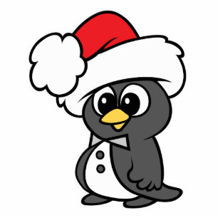 Cute Christmas Tuxedo Penguin Standing Photo Sculpture