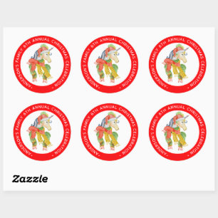 Cute Christmas unicorn Classic Round Sticker