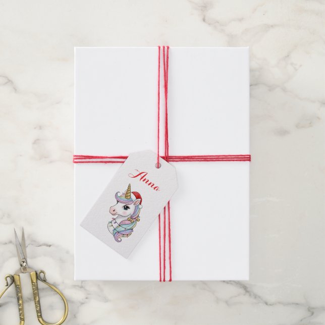 Cute Christmas Unicorn Gift Tag (With Twine)
