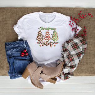 Cute Christmas Vibes Tree Cake Modern Holiday T-Shirt