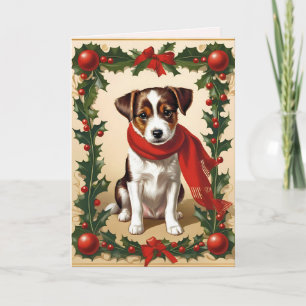 cute christmas vintage dog  holiday card