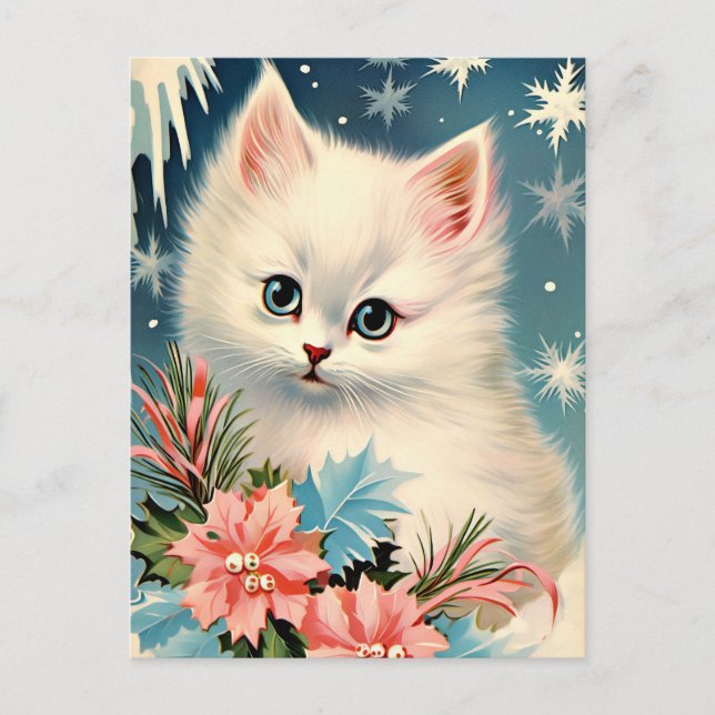 Cute Christmas Vintage Kitten Postcard | Adorable  (Front)
