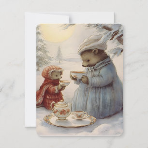 cute christmas vintage tea holiday card